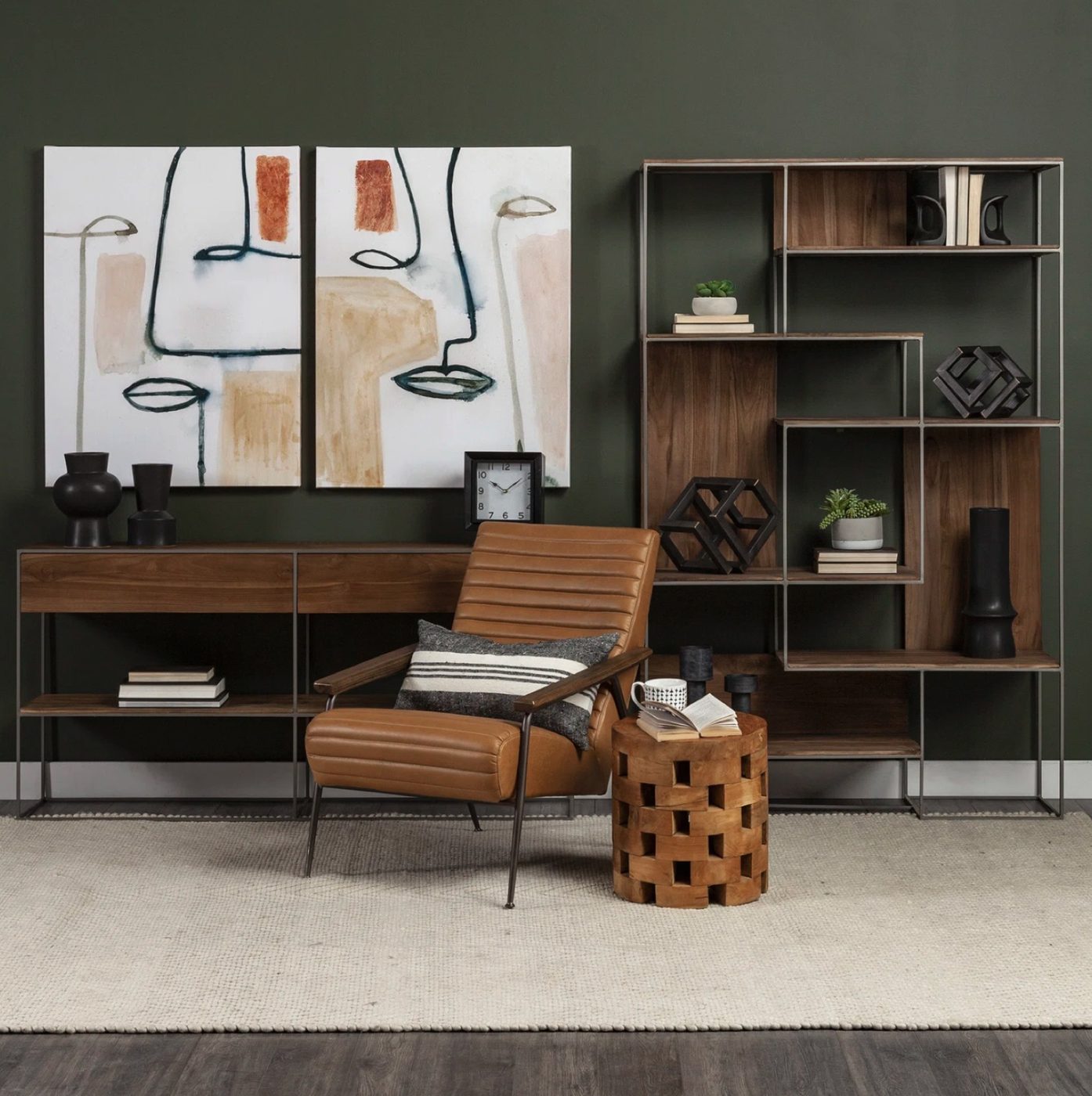 Walnut and Metal Narrow Bookcase - Image 3