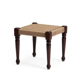 Woven Cord Top Stool, Dark Wood