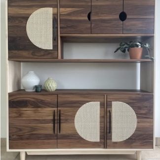 Half Moon Cane Hutch, Walnut