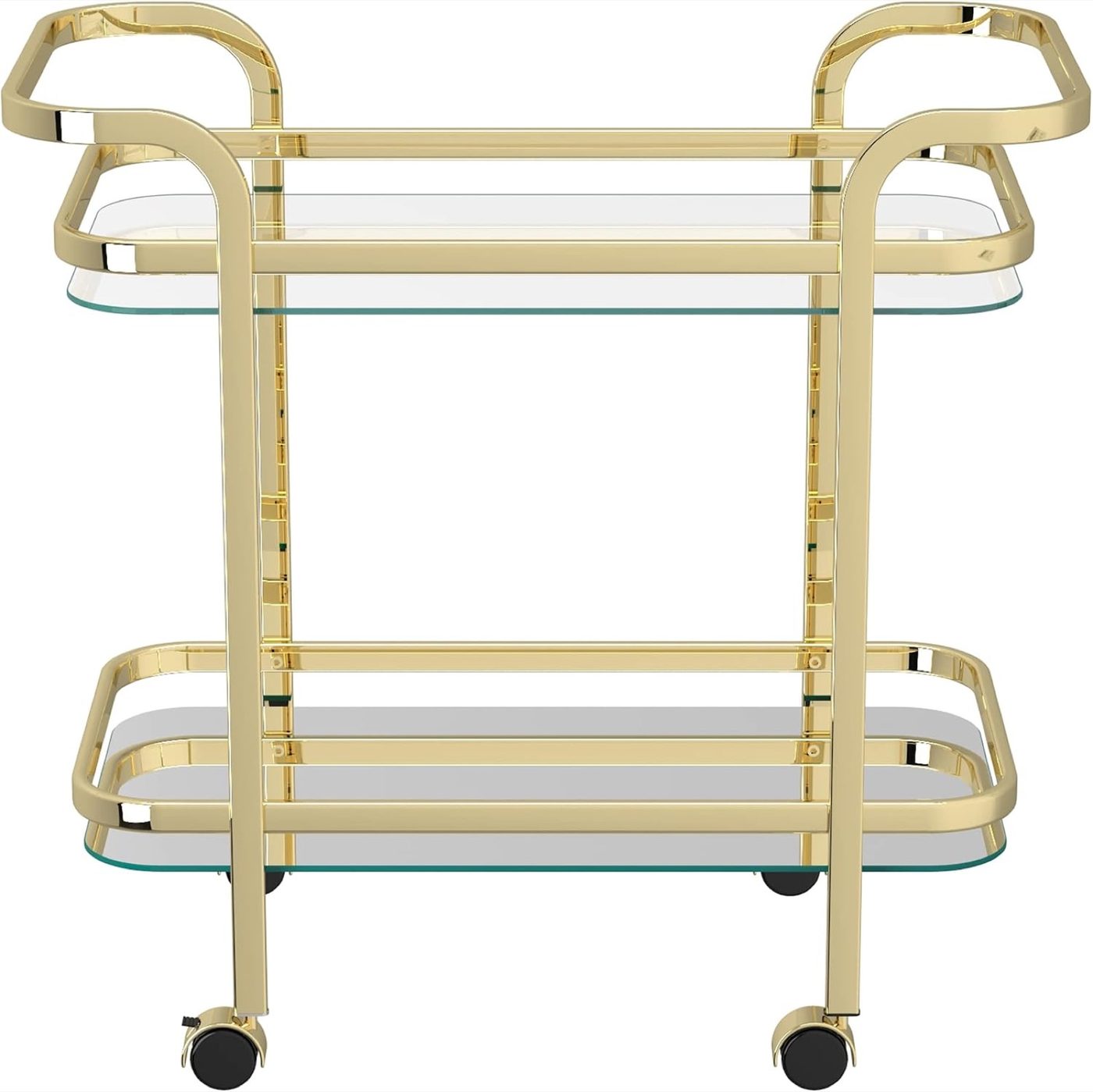 Brass and Glass Two Tier Bar Cart - Image 2