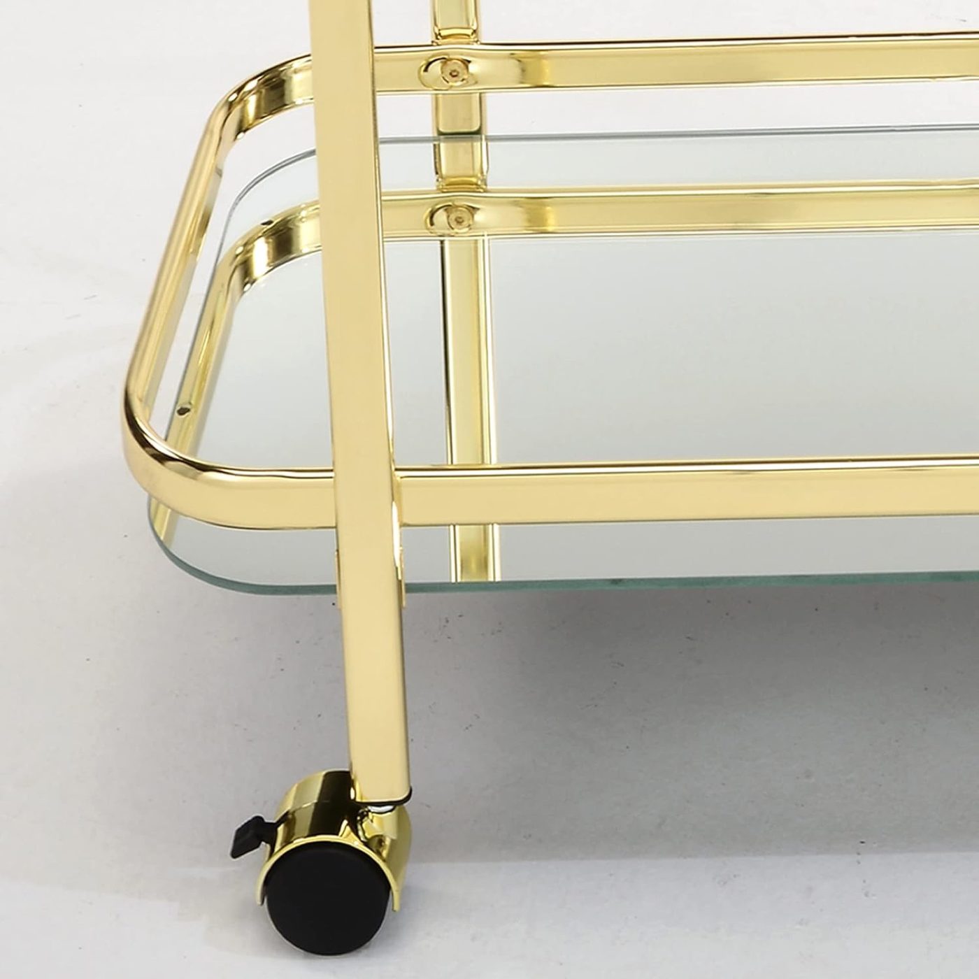 Brass and Glass Two Tier Bar Cart - Image 3