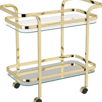 Brass and Glass Two Tier Bar Cart