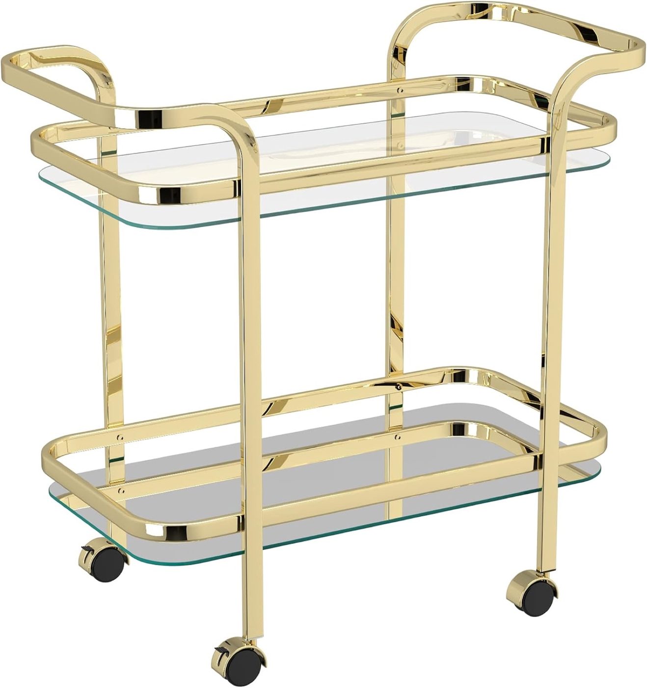 Brass and Glass Two Tier Bar Cart