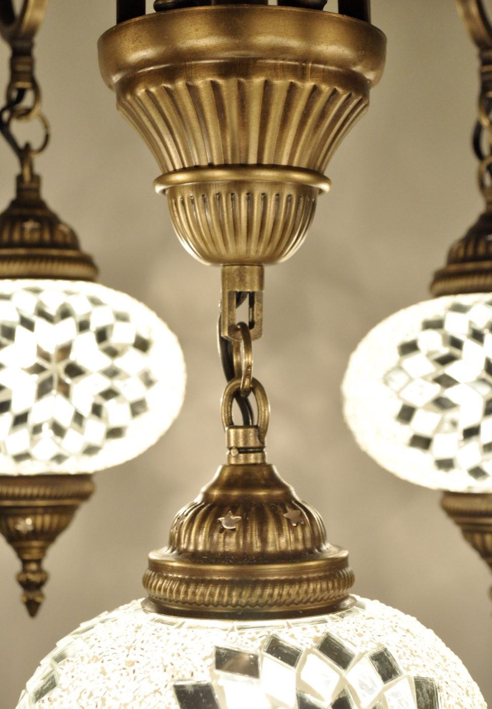 Six Branch Mosaic Glass Chandelier - Image 3