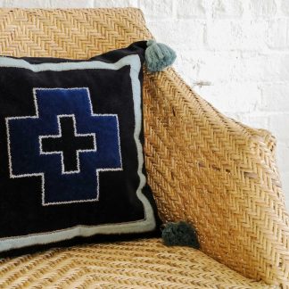Navy Embroidered Cross Cushion