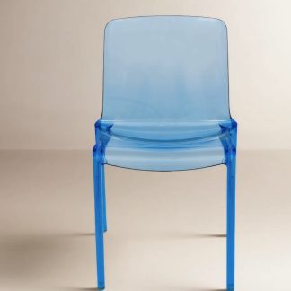 Stacking Dining Chair, Transparent Blue