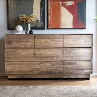 Nine Drawer Walnut Dresser