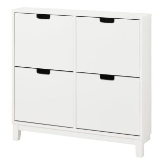 White Four Compartment Shoe Cabinet