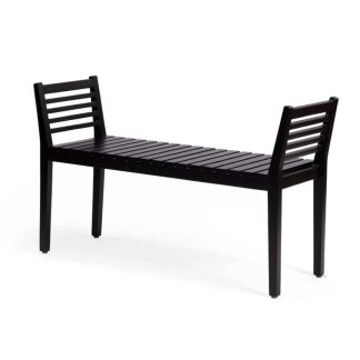 Black Slatted Hall Bench