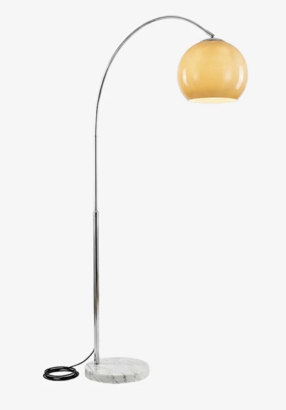Chrome Arc Floor Lamp, Amber Globe
