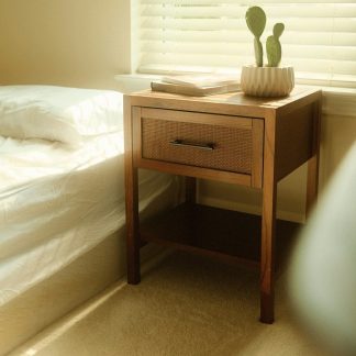 Slate Walnut and Cane Nightstand