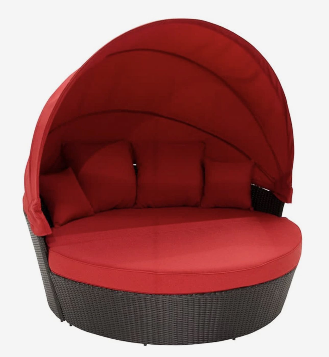 Round Outdoor Daybed with Canopy, Red - Image 2