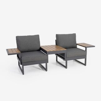 Two Seat Outdoor Lounge Set with Fixed Table