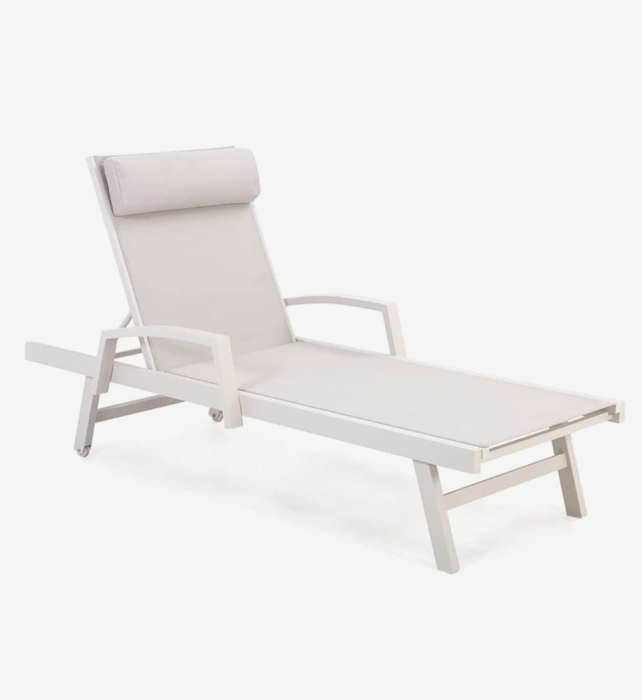 Reclining Outdoor Sun Lounger, White - Image 2