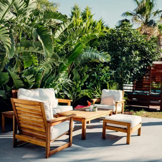 Terrasse Teak Lounge Set, Four Pieces
