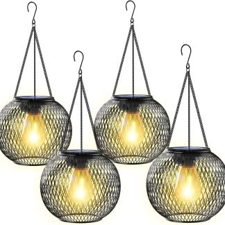 Solar Hanging Lanterns, Set of Four