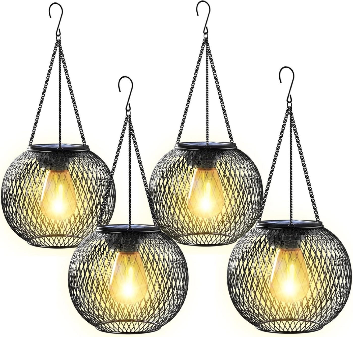 Solar Hanging Lanterns, Set of Four
