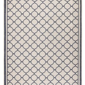 Outdoor Flatweave Rug 8 x 10, Cream and Denim