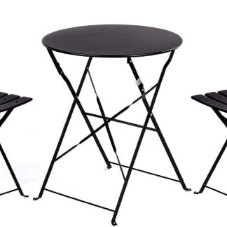 Three Piece Folding Bistro Set, Black