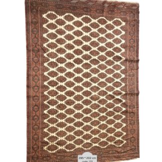 Cream Lattice Turkoman Rug