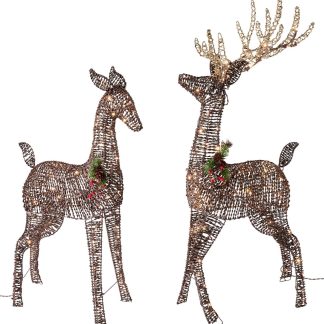 Light Up Golden Deer, Set of Two