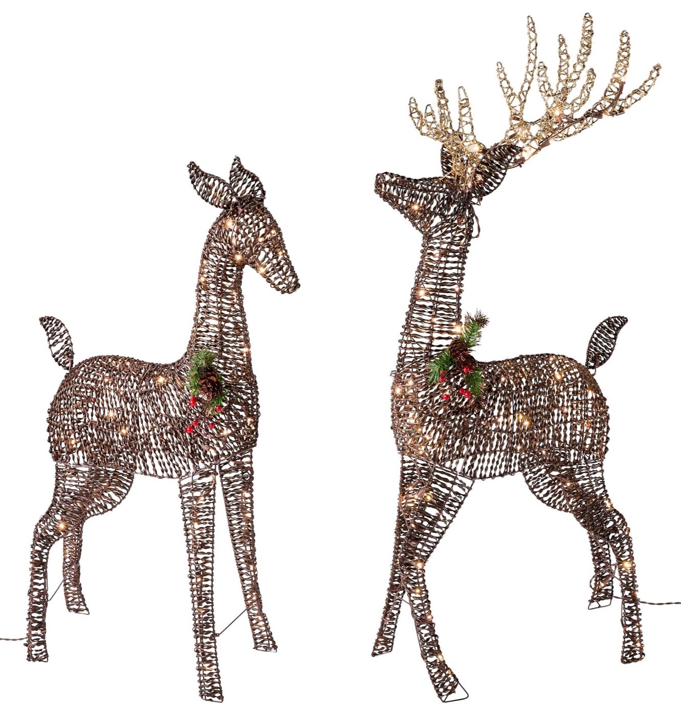 Light Up Golden Deer, Set of Two