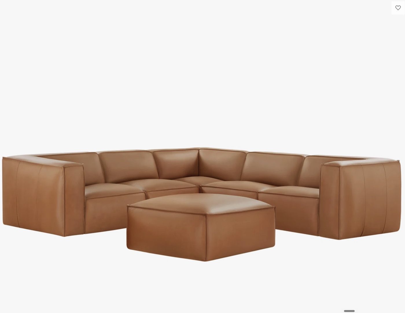 Six Piece Caramel Leather Modular Sectional