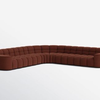 Rust Bubble Tufted L Shaped Sectional