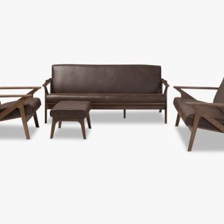 Four Piece Espresso Faux Leather Living Set