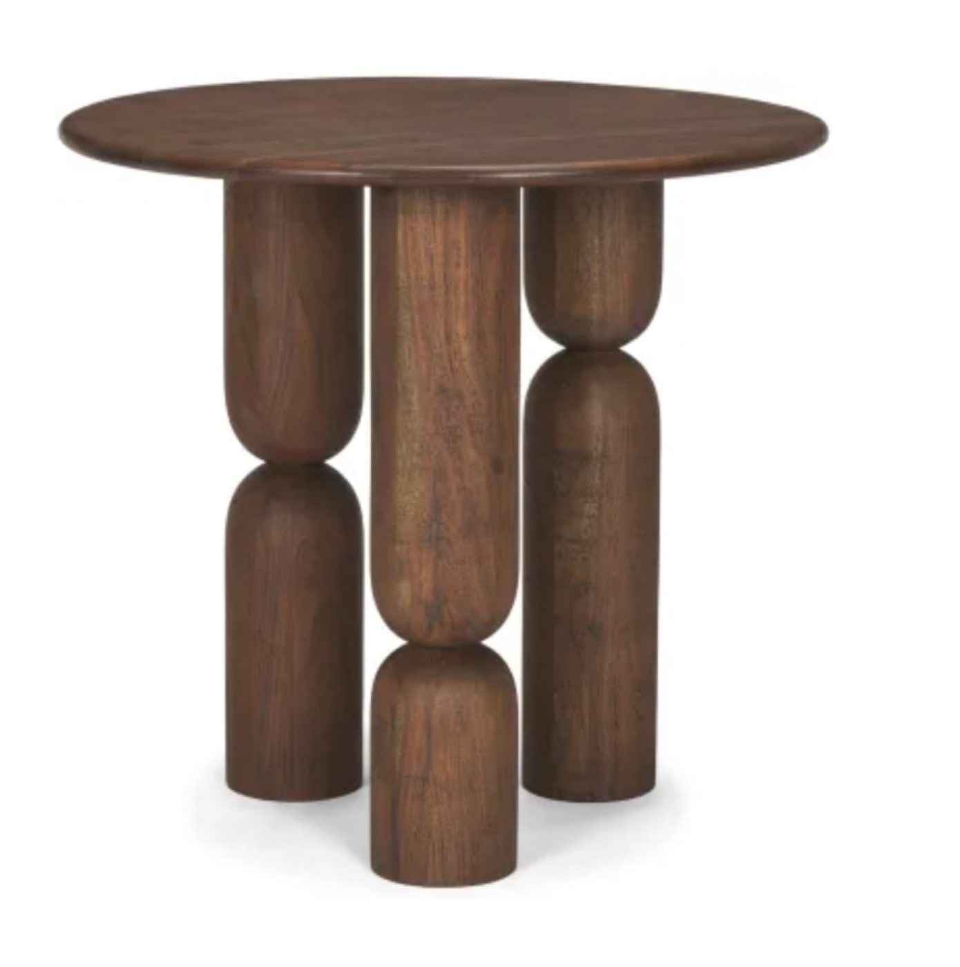 Sculpted Three Leg Side Table, Dark Brown