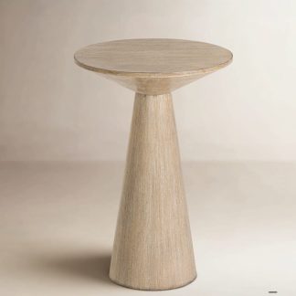 Round Whitewashed Side Table