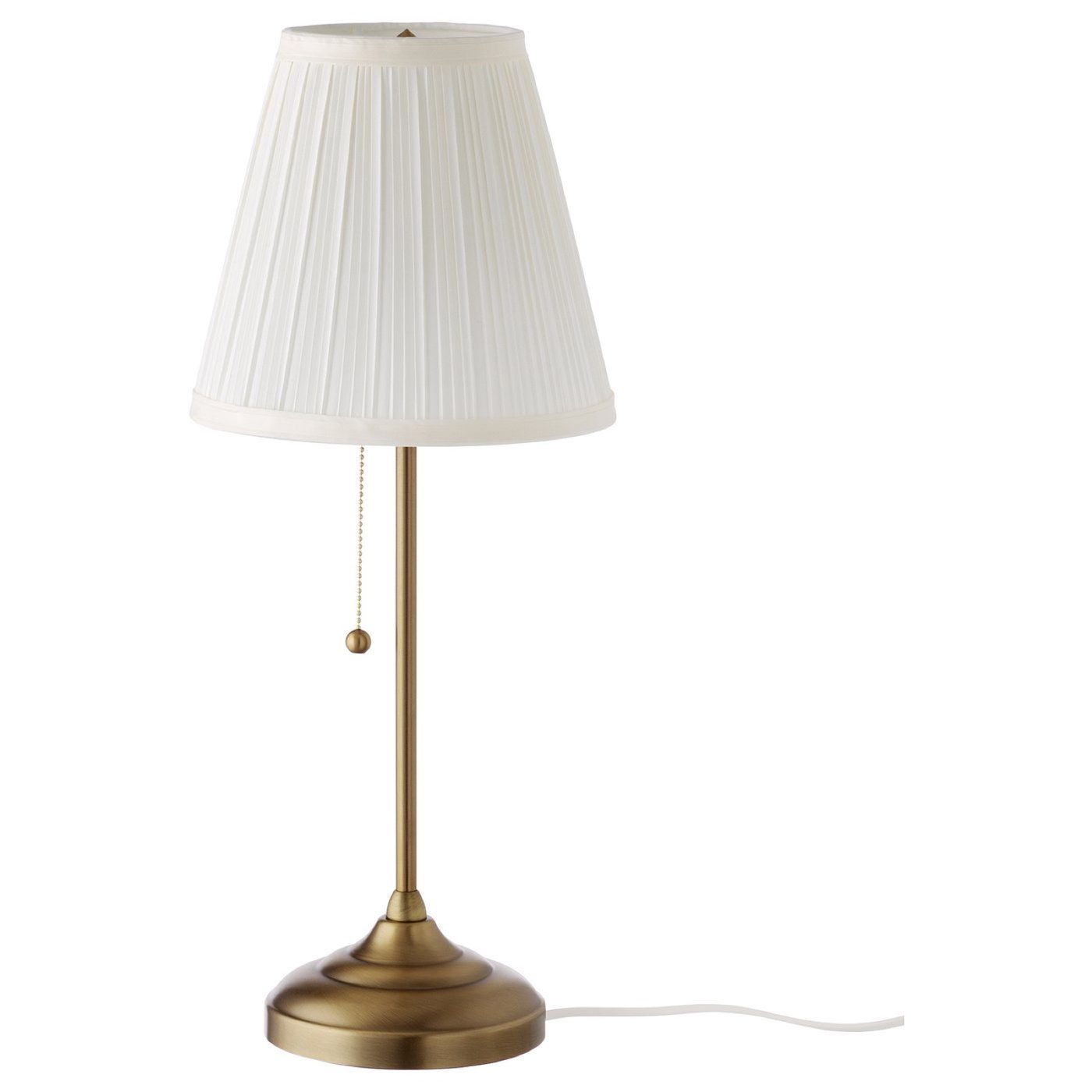 Brass Table Lamp, Pleated White Shade