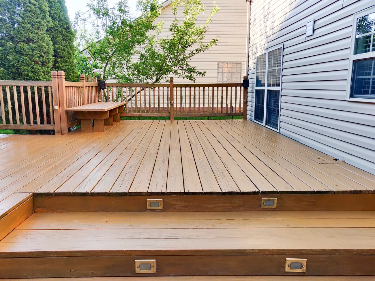 An empty wooden deck
